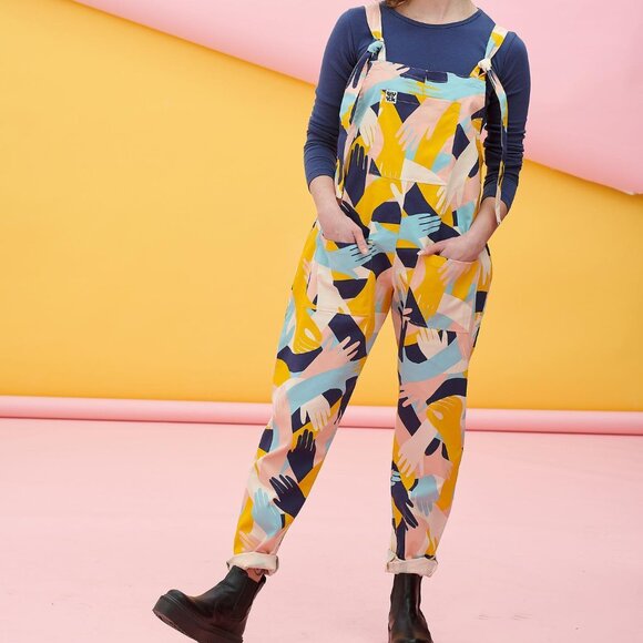 Lucy & Yak Pants - Lucy & Yak Myriam Overalls All-Over artist hand print dungarees